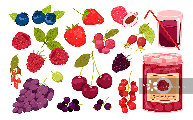 浆果的果实和叶子同草莓搭枝图片素材