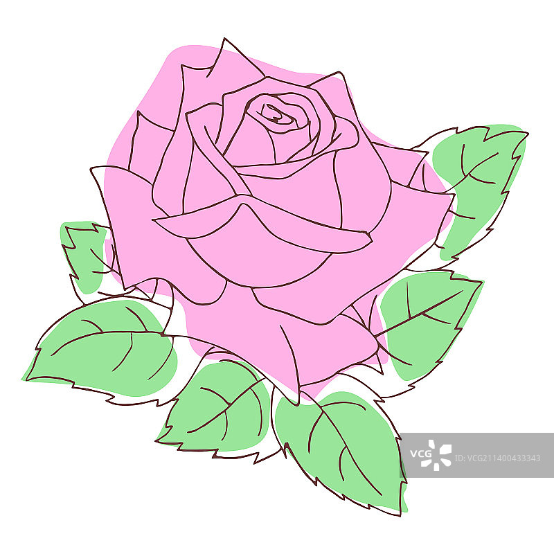 粉红玫瑰特写画设计彩色图形图片素材