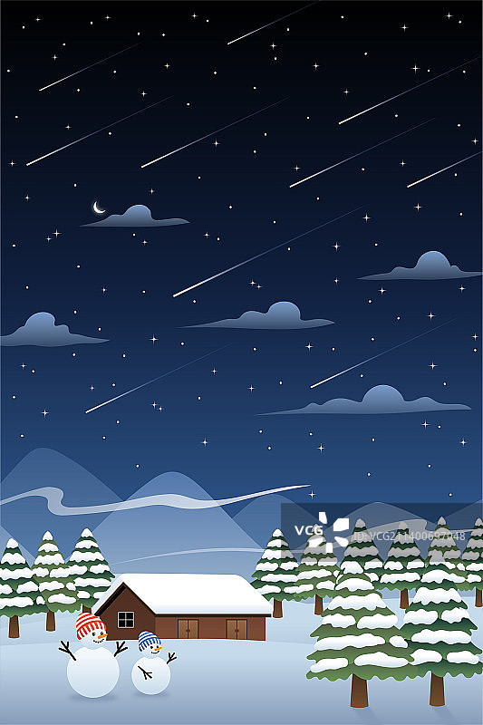 夜幕下的冬天竖版图片素材