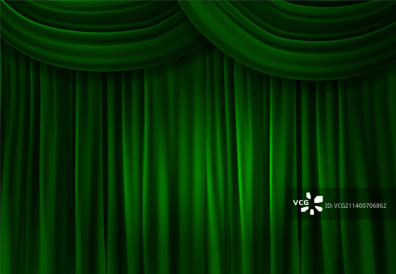 舞台背景上的绿色幕布合上图片素材