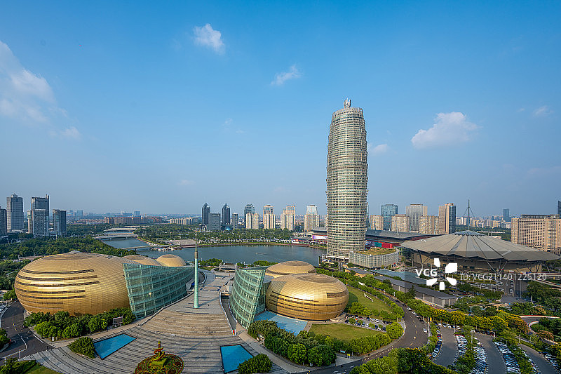 中国河南郑州东区CBD商务中心夏季城市风光图片素材