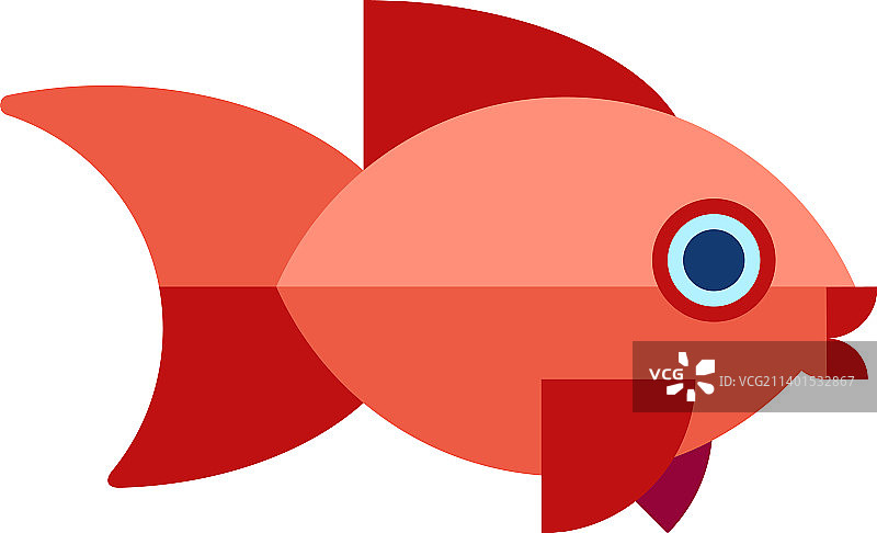 红色异域鱼图标平坦的海洋动物图片素材