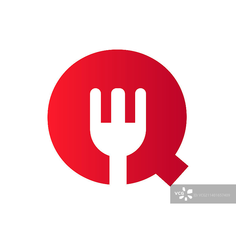 字母q餐厅标志结合叉子图标图片素材
