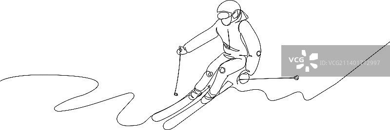 男人滑雪下山一行艺术图片素材