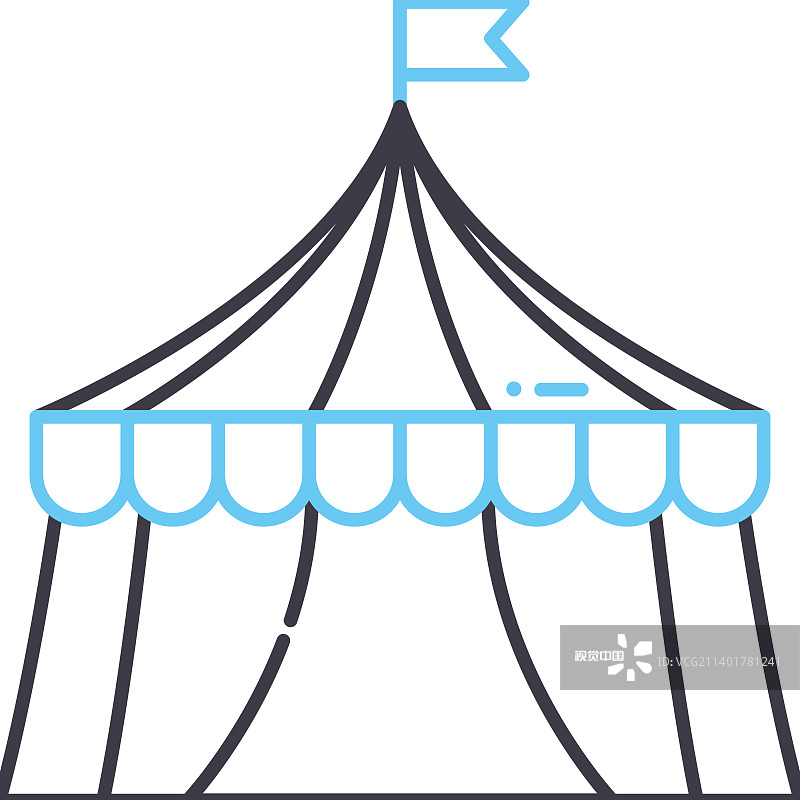 马戏团帐篷线图标轮廓符号图片素材