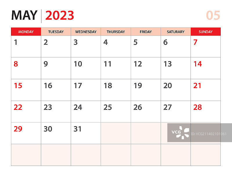 日历规划器2023 - 2023年5月模板图片素材
