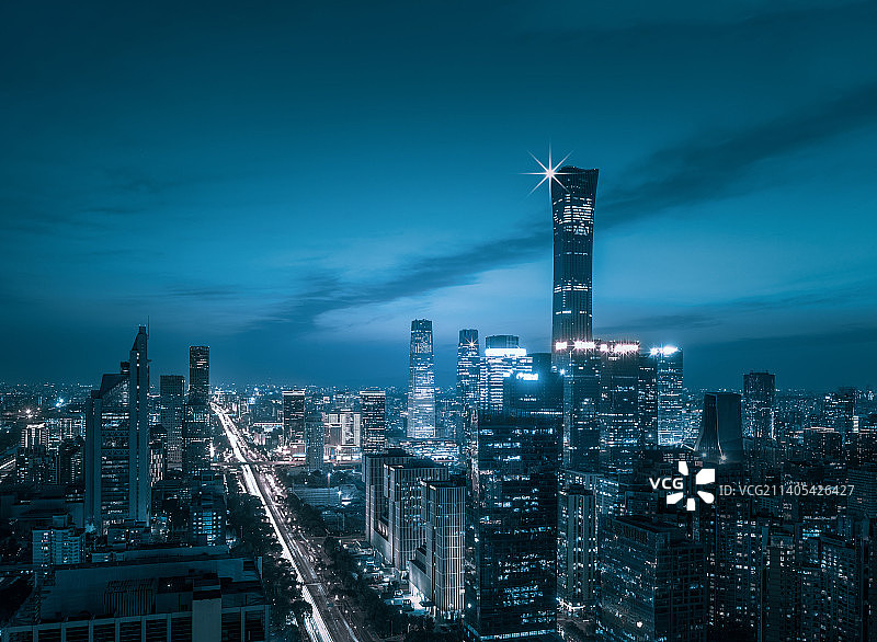 北京赛博朋克城市夜景城市风光夜景天际线图片素材