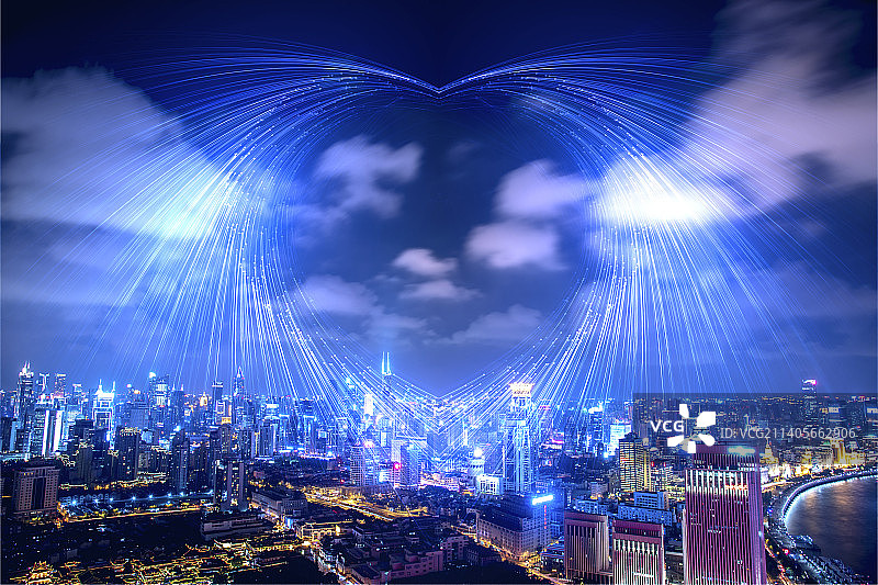 上海城市建筑风光 大数据概念图片素材