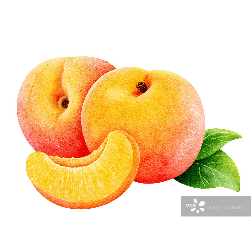 手绘水果黄桃图片素材
