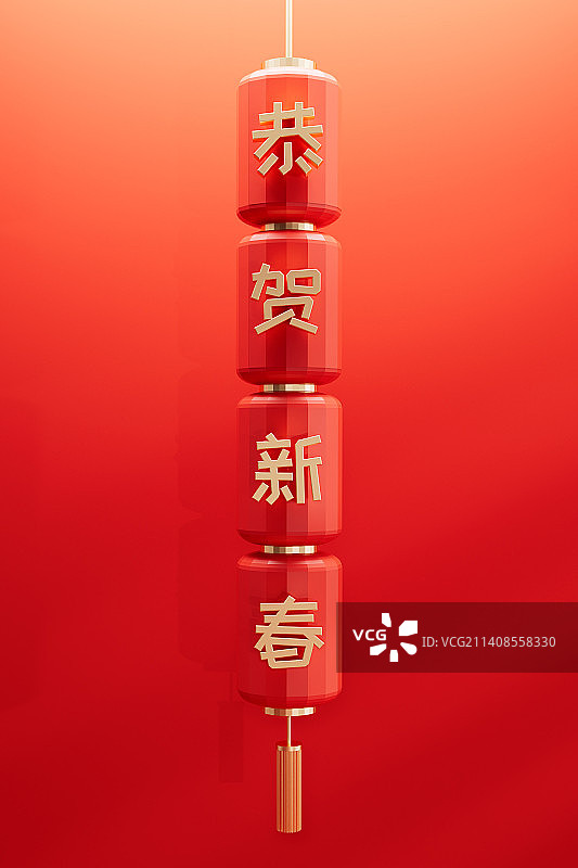 三维渲染的中国风新年场景图片素材
