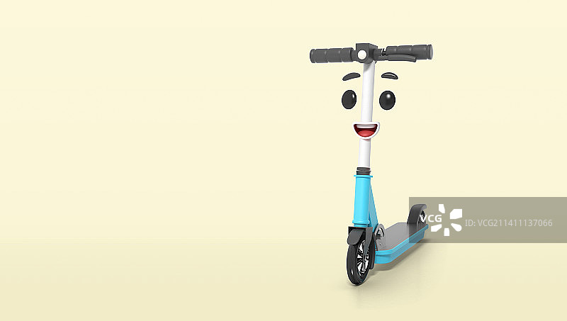可爱的3D渲染运输电动滑板车角色图片素材
