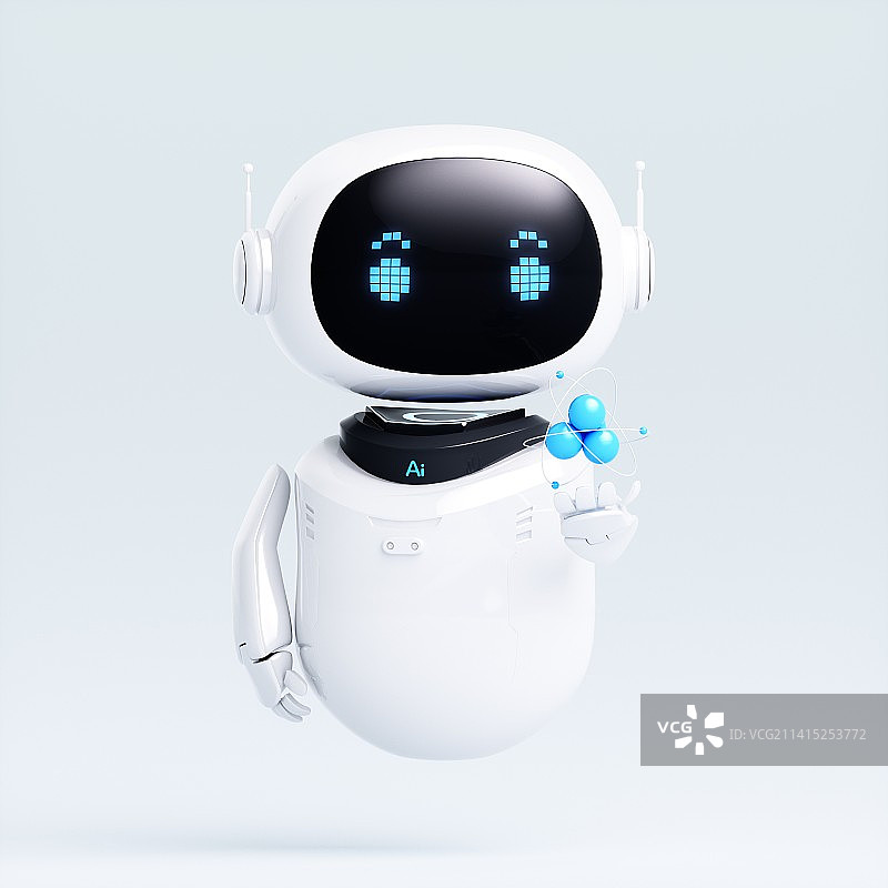 3D渲染的可爱智能机器人图片素材
