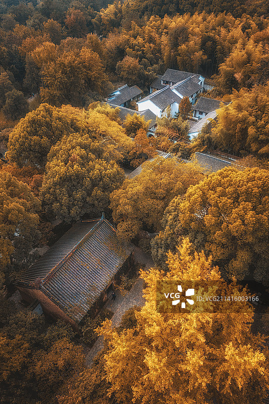 苏州天平山秋色自然风光航拍图片素材