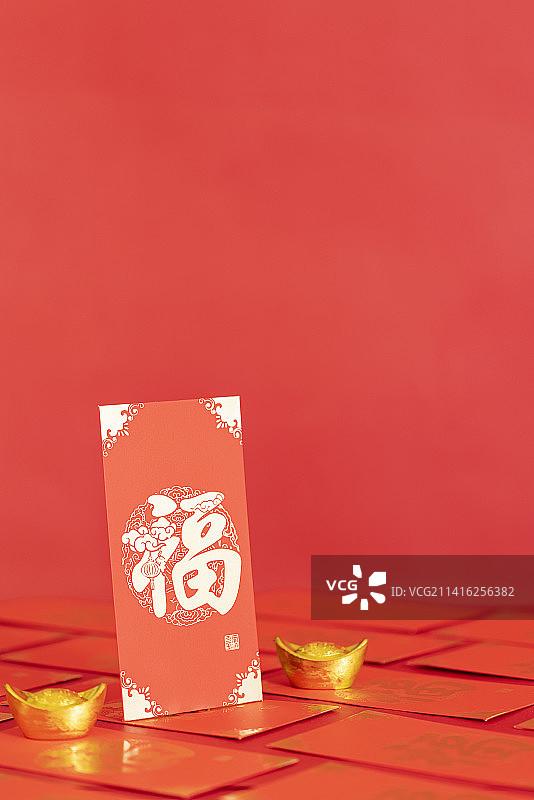 金福子红包红色背景图片素材