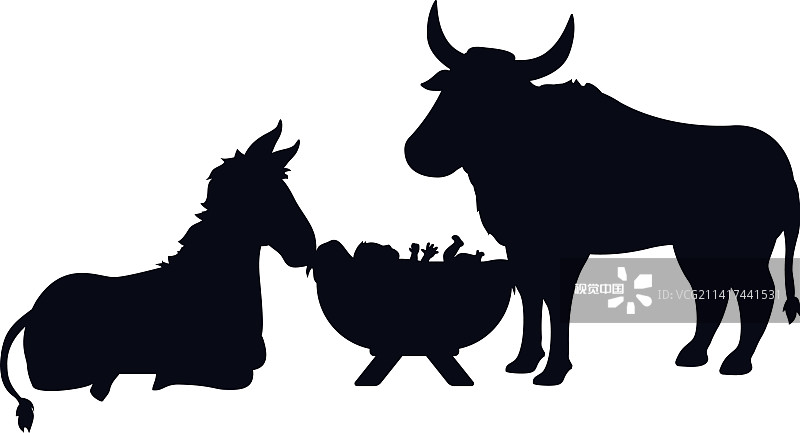 马槽牛和驴的场景图片素材