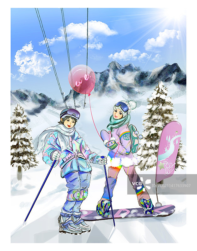 冬季滑雪之旅图片素材