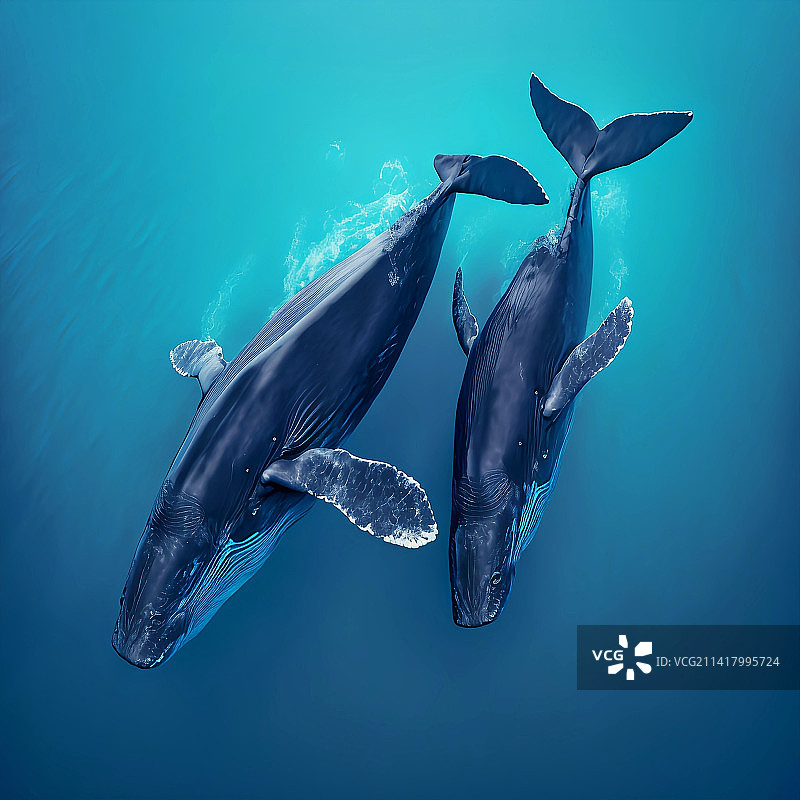 蓝鲸夫妻图片素材