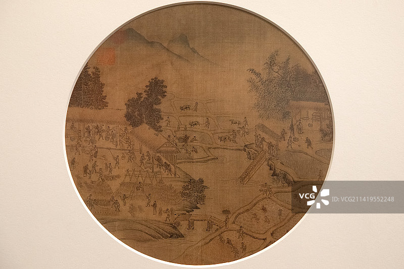 北京中国国家博物馆耕获图宋代佚名24.8X25.6cm故宫博物院藏品图片素材