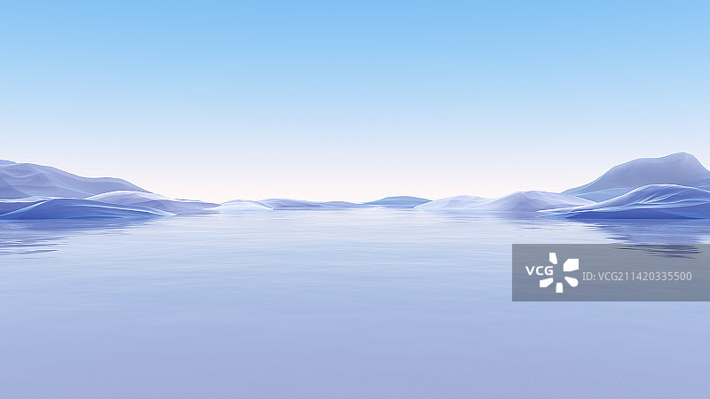 三维渲染的抽象冰川湖泊地形图片素材