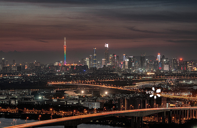 夜景灯光城市天际线摩天大楼建筑经济商务金融区图片素材