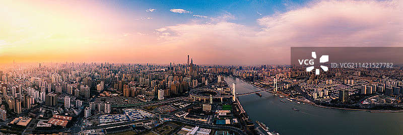 上海城市风光日落时分航拍图片素材
