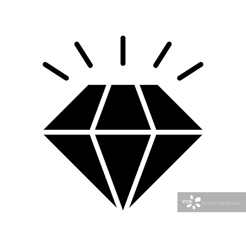 辉煌的钻石孤立象形文字图标瓦伦丁图片素材