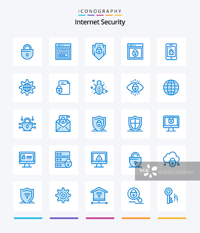 创意互联网安全25个蓝色图标包这样图片素材