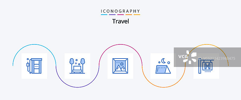 旅行蓝色5图标包包括户外旅行图片素材
