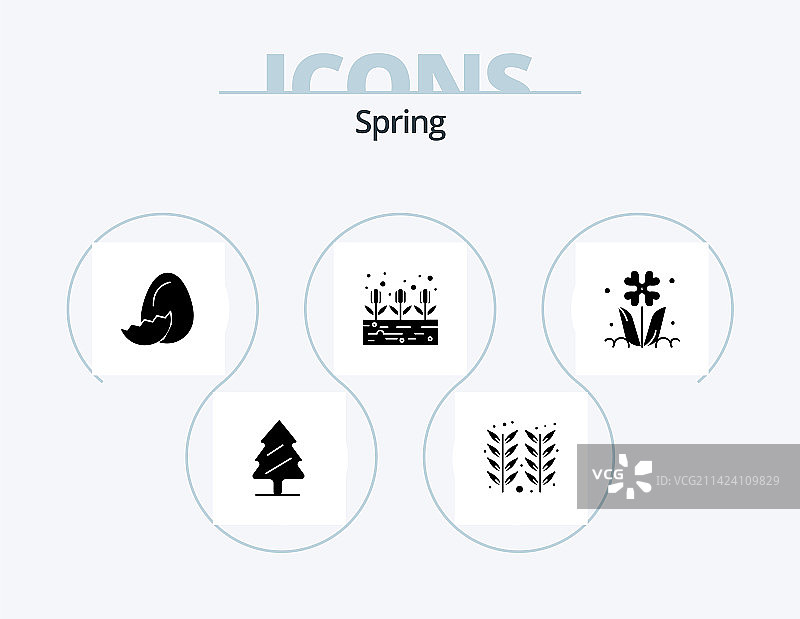 春季字形图标包5个图标设计花卉植物图片素材