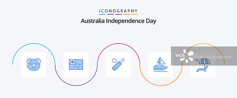 澳大利亚独立日蓝色5图标包图片素材