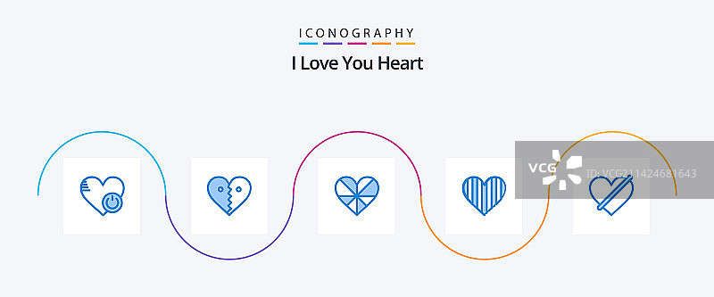 心脏蓝色5图标包包括心脏否认图片素材