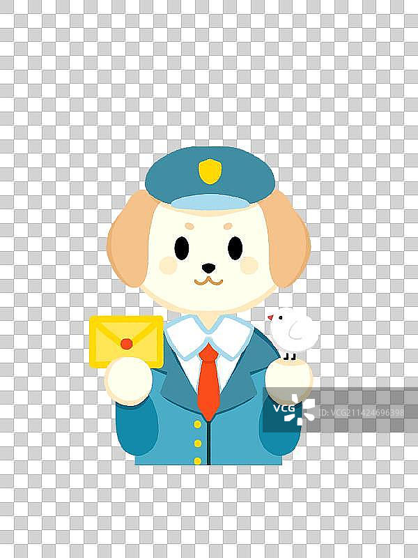 动物造型角色邮差邮递员小狗送信插画图片素材