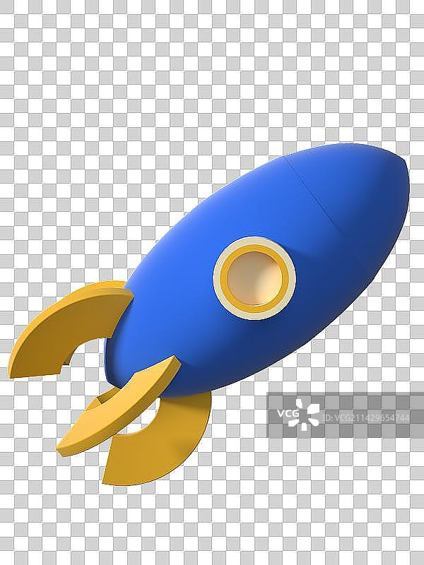 免抠3D渲染漂浮蓝色磨砂太空飞船图片素材