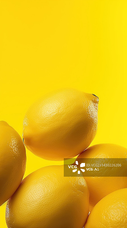 【AI数字艺术】黄色背景前的柠檬特写图片素材