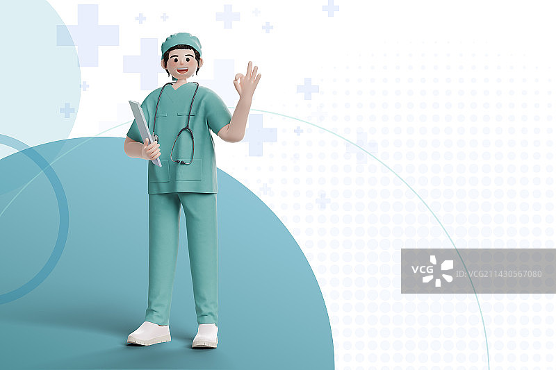 3D卡通男性医护工作者人物插图图片素材