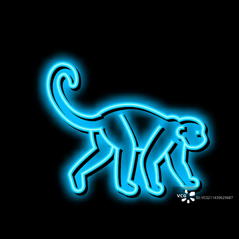 猴子动物在动物园霓虹灯发光图标图片素材
