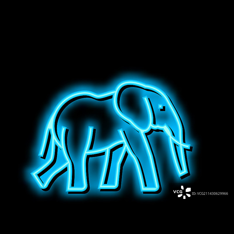 大象动物在动物园霓虹灯发光图标图片素材