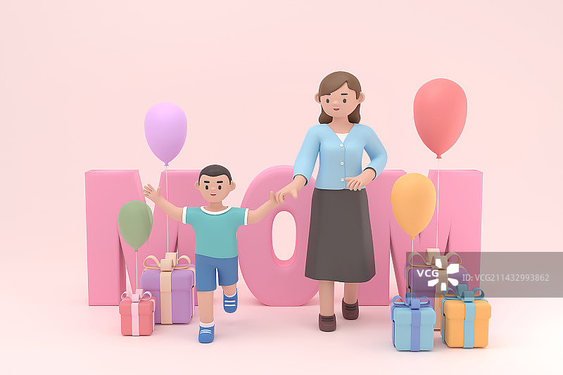 3d渲染感恩母亲节插画图片素材