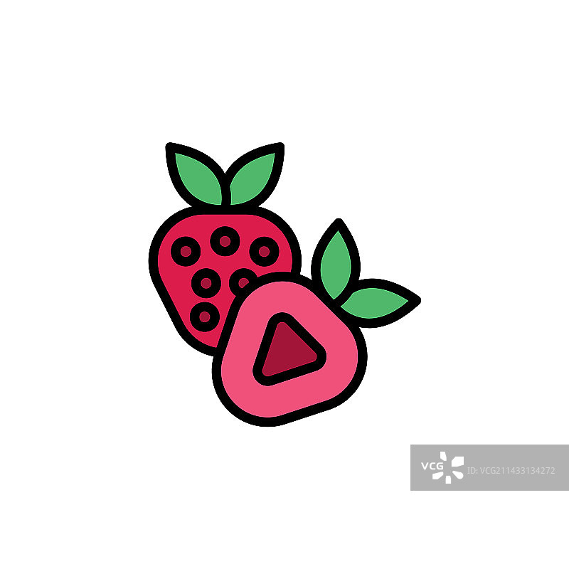 草莓图标水果图标填充线条风格图片素材