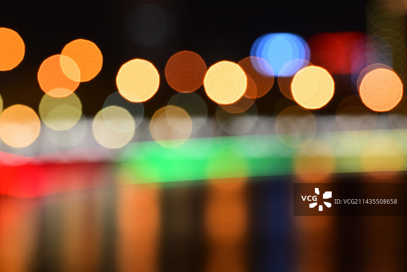 天津海河畔夜景灯光绚丽光斑图片素材