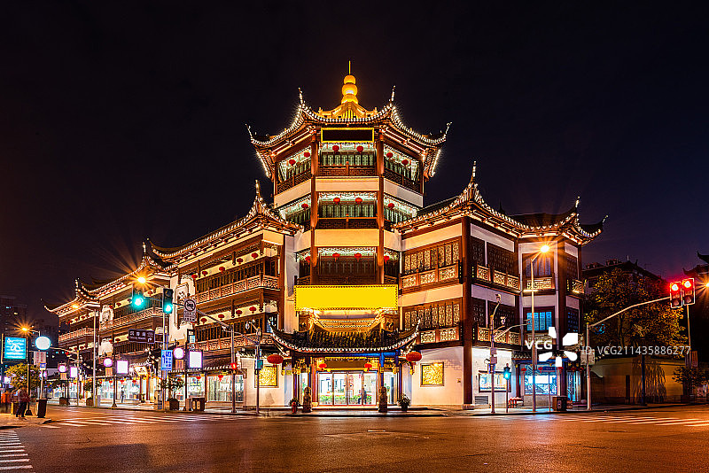 上海城隍庙夜景图片素材