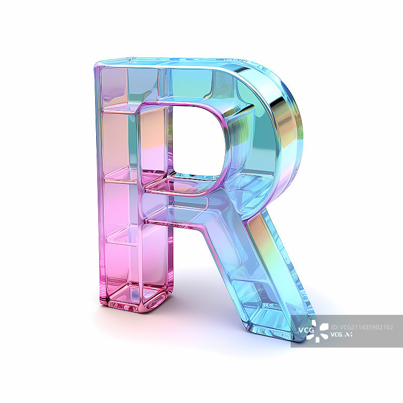 【AI数字艺术】字母R玻璃质感3D立体元素图片素材