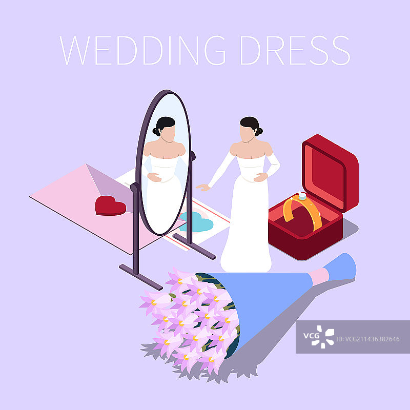 婚礼新娘等距构图图片素材
