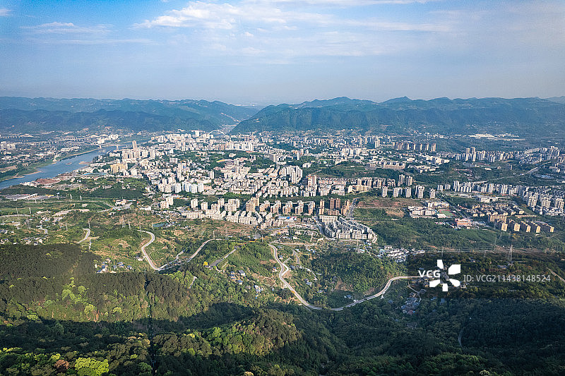 重庆北碚缙云山与城市风光图片素材