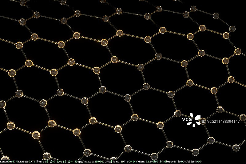 六边形分子材料结构3D渲染图片素材