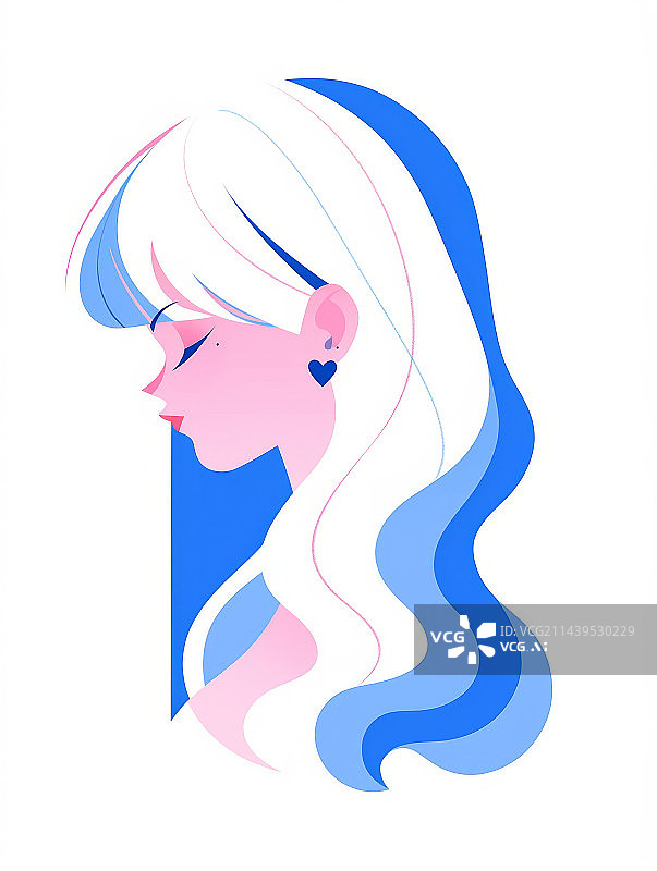 【AI数字艺术】蓝色系2D抽象职场女性插画图片素材