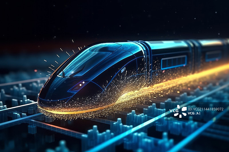 【AI数字艺术】高铁高速列车科技感背景图图片素材