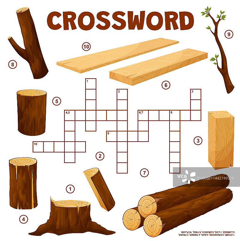 木材和木材填字游戏网格找一个词图片素材