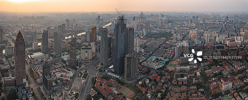 天津城市市中心现代与欧式建筑风光航拍图片素材