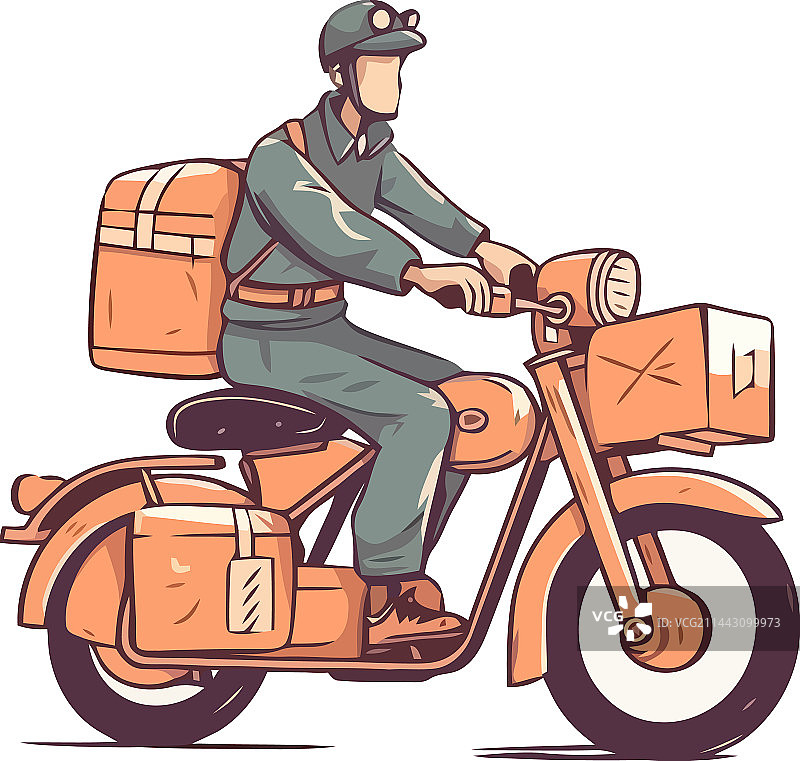 骑摩托车送包裹的人图片素材